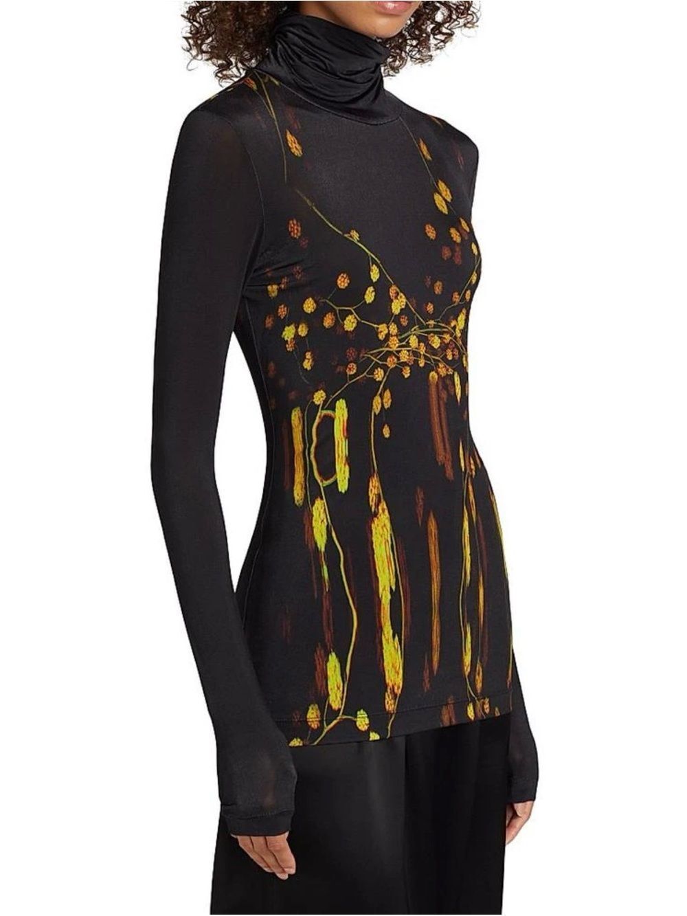 PRABAL GURUNG Women’s Abstract Floral Turtleneck Top size M
